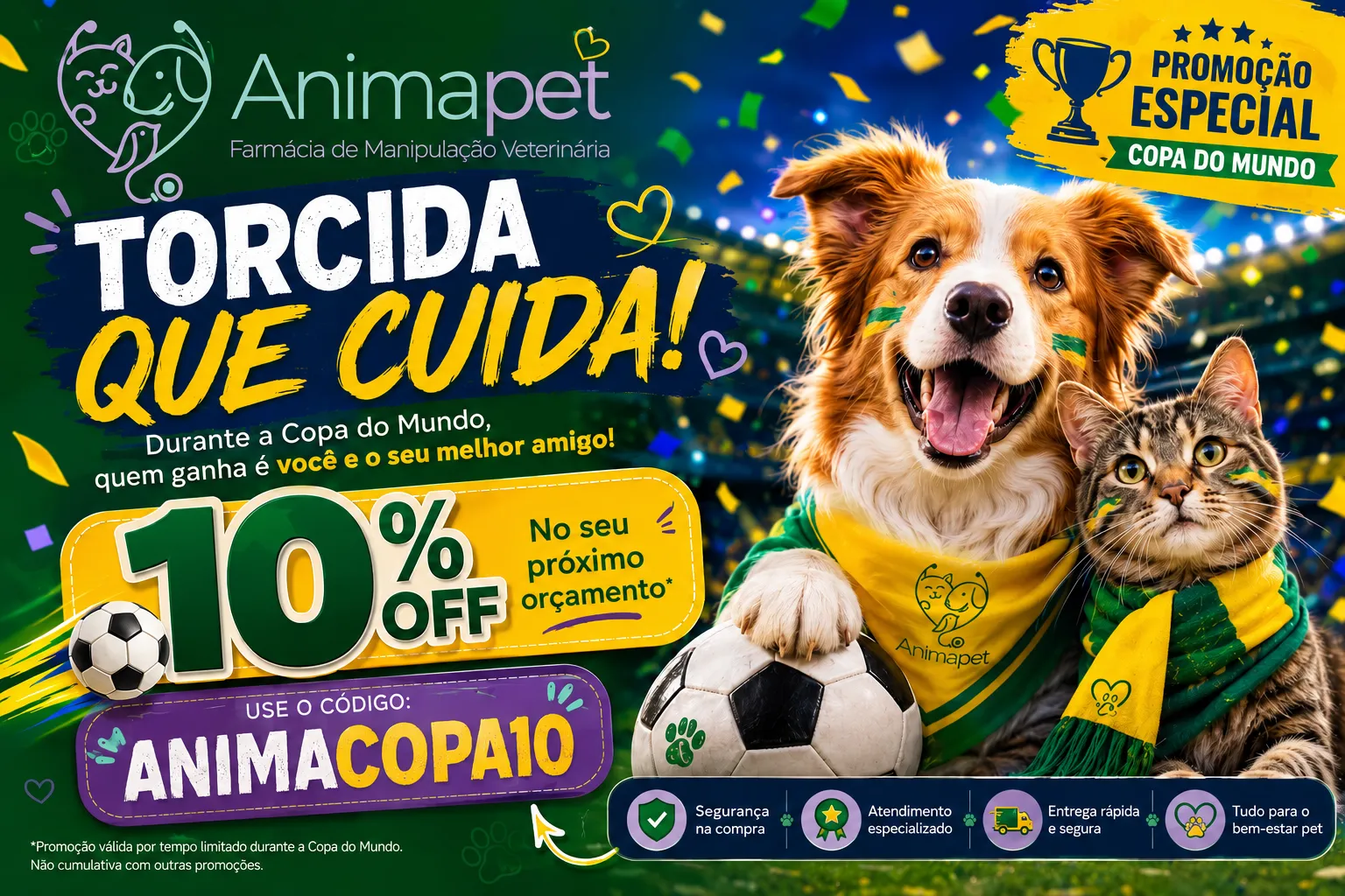 Farmácia Animapet na Copa - Como cuidar dos pets durante os dias de torcida